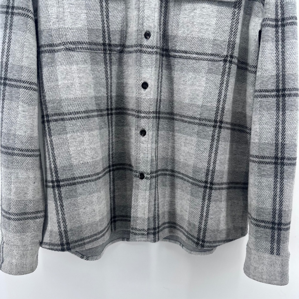 7Diamonds Shirt Mens Large Grey Plaid Knit Flannel‎ Shacket Button Down L/S - Picture 11 of 13